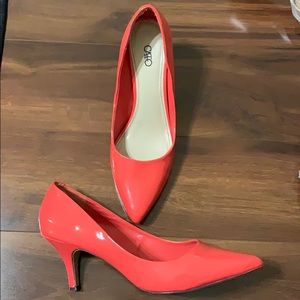 Coral kitten heels